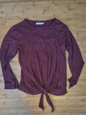 Another Love Women's Long-Sleeve Front-Tie Top in Plum